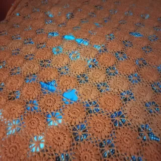 Colcha tejida lana naranja