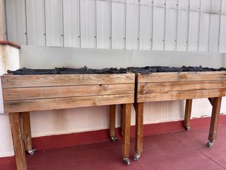 Mesa de cultivo elevada con ruedas