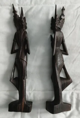 Pareja Figuras Balinesas Madera Tallada