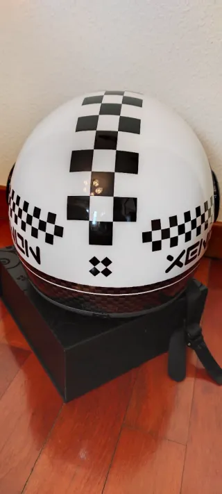Casco Moto Talla M Blanco Checker