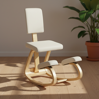 Silla Rodillas Ergonómica HOMCOM Madera Crema