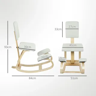 Silla Rodillas Ergonómica HOMCOM Madera Crema