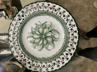 Plato decorativo floral verde