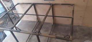 Mesa de jardín ratán marrón y gris