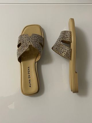 Ciabatte Alma en Pena Beige/Oro Tg 37