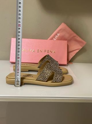 Ciabatte Alma en Pena Beige/Oro Tg 37