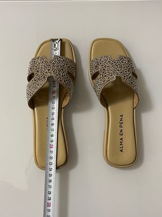 Ciabatte Alma en Pena Beige/Oro Tg 37