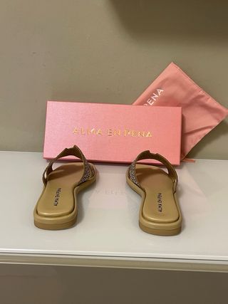 Ciabatte Alma en Pena Beige/Oro Tg 37