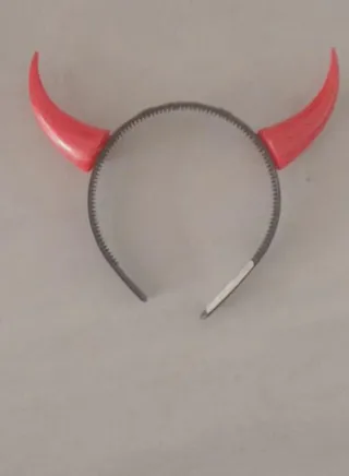 Diadema cuernos diablo plástico rojo