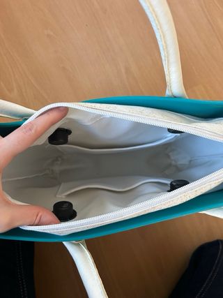 Borsa O bag azzurra e bianca