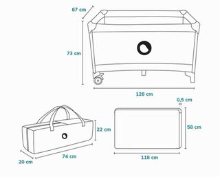 Cuna de viaje plegable gris
