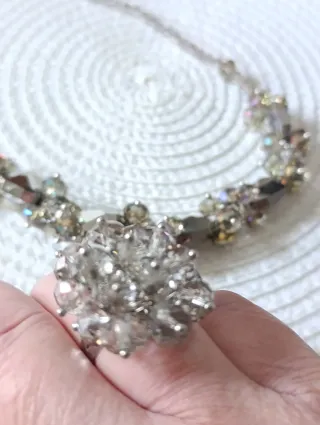 Conjunto Vintage Gargantilla y Anillo Cristal