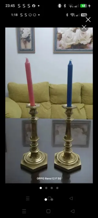 Antiguos candelabros de latón