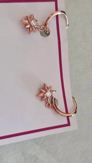 Pendientes Rosa Zacane Estrella Baño Oro