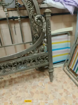 Cabecero antiguo metal dorado/plateado