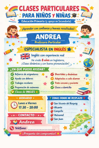 Clases particulares para niñas y niños