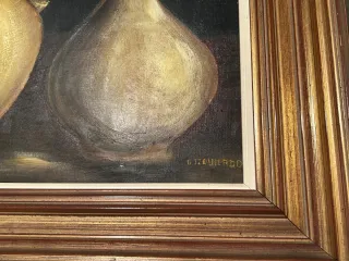 Óleo Bodegón Jarrón Dorado