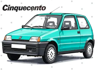 Fiat Cinquecento cuadro ilustración dibujo