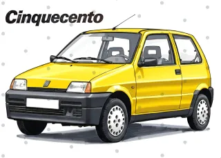 Fiat Cinquecento cuadro ilustración dibujo