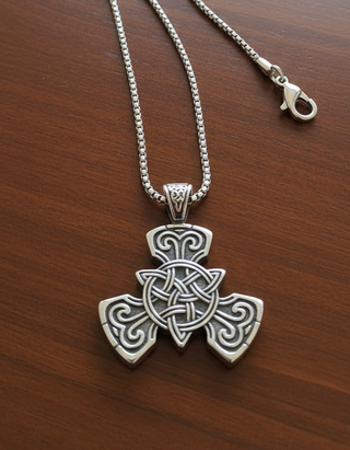 Colgante Cruz Celta Acero + Cadena 60cm