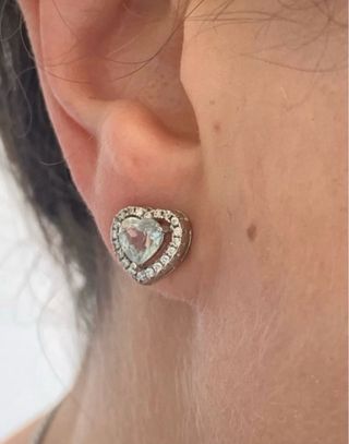 Pendientes Corazón Plata Aguamarina