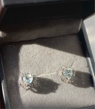 Pendientes Corazón Plata Aguamarina