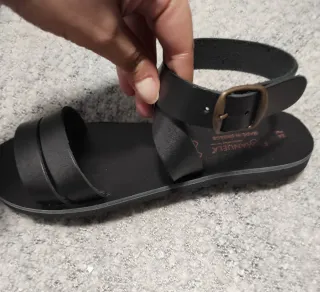 Sandalias Emmanuela Negras Hechas a Mano