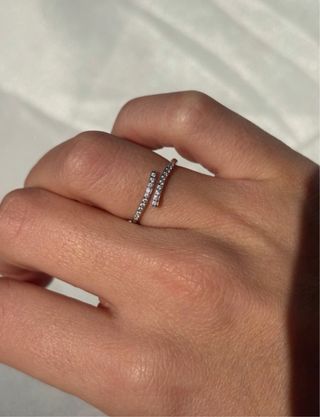 Anillo plata abierto circonitas blancas