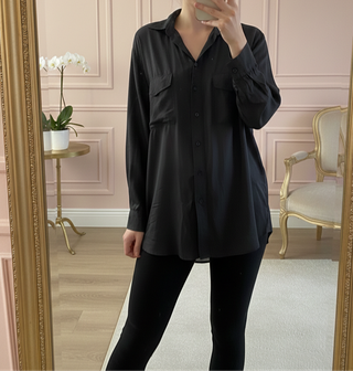 Camisa 100% Seda Negra Cedarwood State