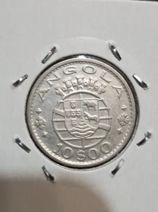 10 Escudos Angola 1952 Plata
