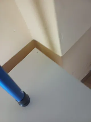 Caña de pescar y carrete azul