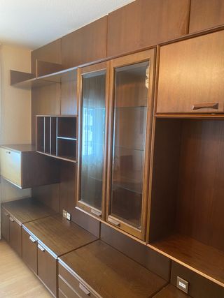 Armario modular vintage madera y cristal años 70