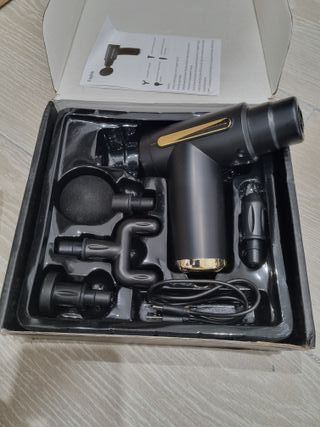 Pistola Masajeador Muscular Negro Dorado