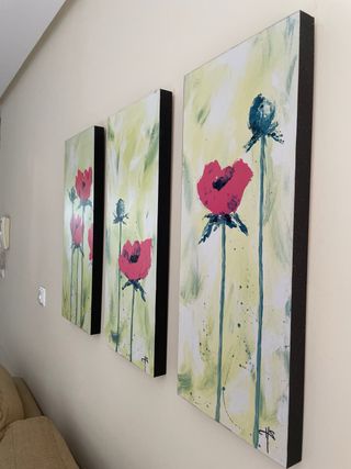 Set de 3 cuadros de amapolas