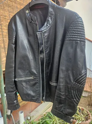 Giacca pelle anni 70/80 collo coreana zip