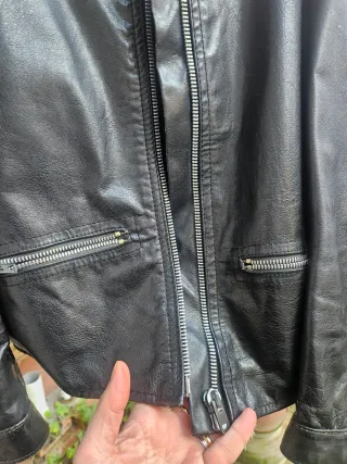Giacca pelle anni 70/80 collo coreana zip