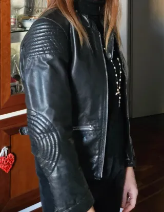 Giacca pelle anni 70/80 collo coreana zip