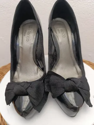 Zapato salón tacón lazo negro talla 36