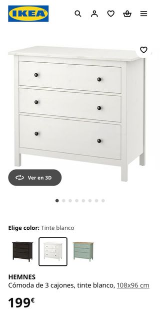 Cómoda blanca grande con tapa de cristal