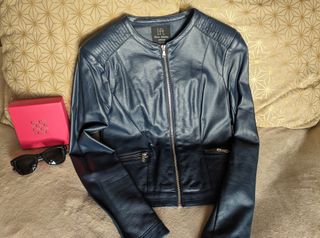 Chaqueta Cuero Vegano Lefties – Azul Índigo – T. 3