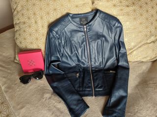 Chaqueta Cuero Vegano Lefties – Azul Índigo – T. 3