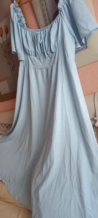 Vestido largo vaporoso azul 52/54