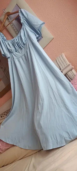 Vestido largo vaporoso azul 52/54