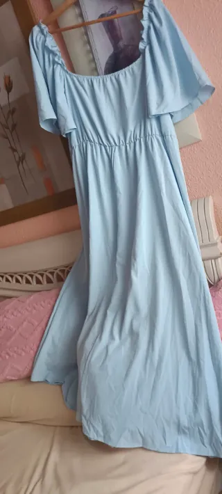 Vestido largo vaporoso azul 52/54