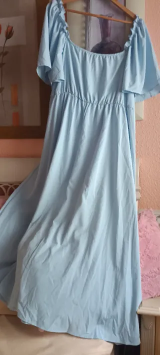Vestido largo vaporoso azul 52/54