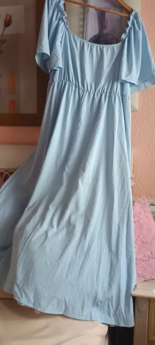 Vestido largo vaporoso azul 52/54