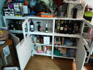 Mueble aparador salón blanco y cristal