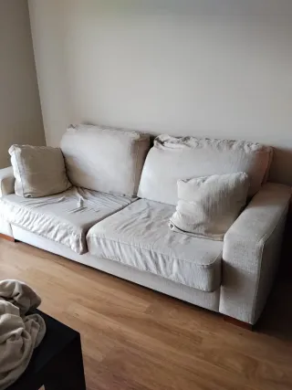 Sofá 3 plazas beige tela