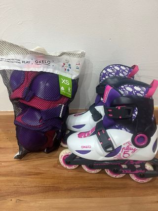 Patines Oxelo Niña Talla 30-32 + Protecciones