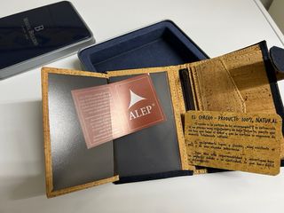 Cartera Hombre Piel y Corcho color  Azul